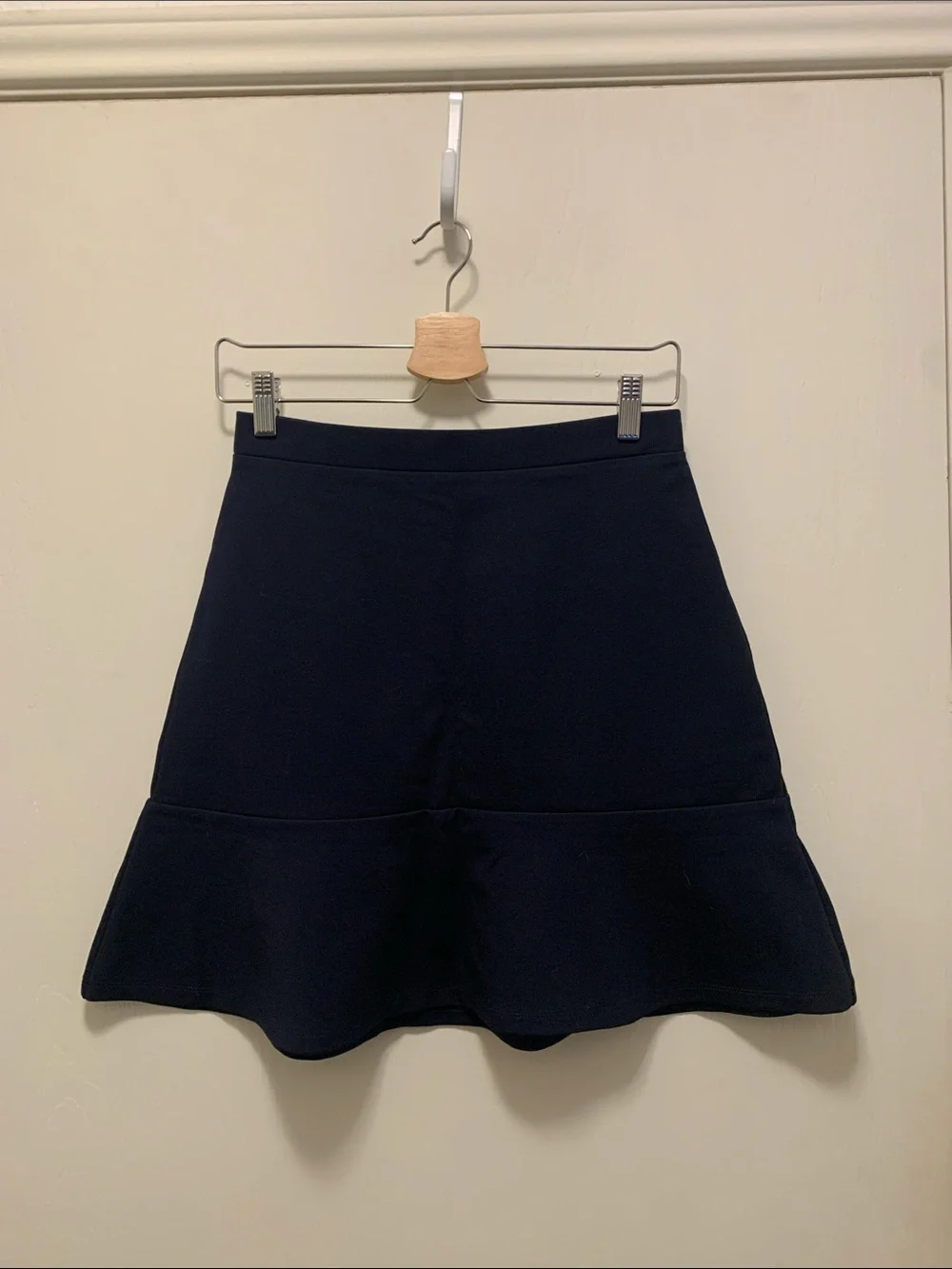 LOFT Navy A-Line Ruffled Hem Skirt